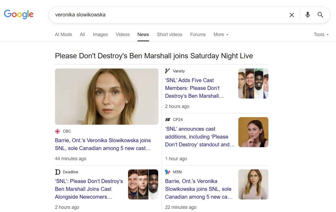 Multiple news outlets targeting a trending topic and achieving top spots on Google News.